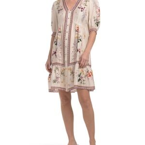 Johnny Was Cream Floral Mini Dress